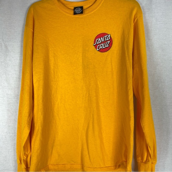 Santa Cruz T Shirt Men's Yellow Long Sleeve Double Sided Skater Surfer Medium - Picture 4 of 6